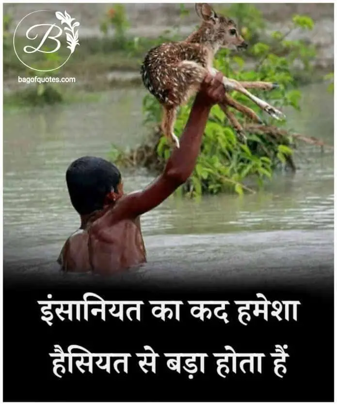 motivational image in hindi, इस संसार में हमेशा हैसियत से बड़ा इंसानियत का कद होता है