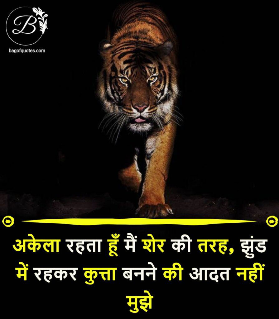royal attitude status in hindi english अकेला रहता हूँ मैं शेर की तरह झुंड में रहकर कुत्ता