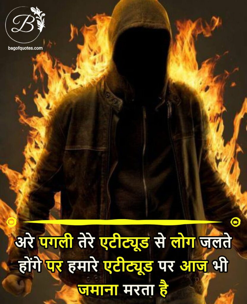 कातिल स्टेटस इन हिंदी for Instagram, अरे पगली तेरे एटीट्यूड से लोग जलते होंगे